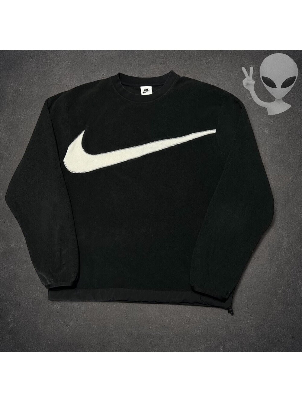 Nike Club Plus Fleece Crewneck Mens US M Black Winterized Big Swoosh DQ4895-010